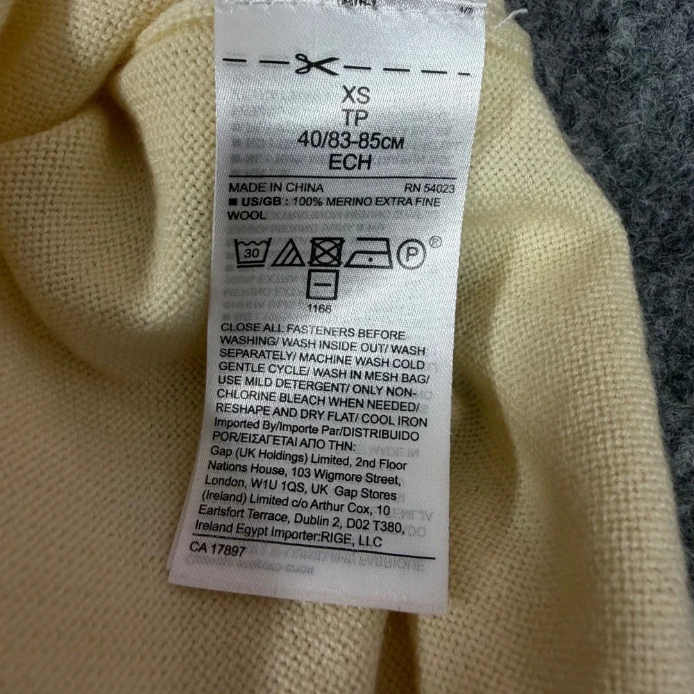 Banana Republic Cowl Neck Drawstring Sweater Womens XS Cream Merino Wool EUC